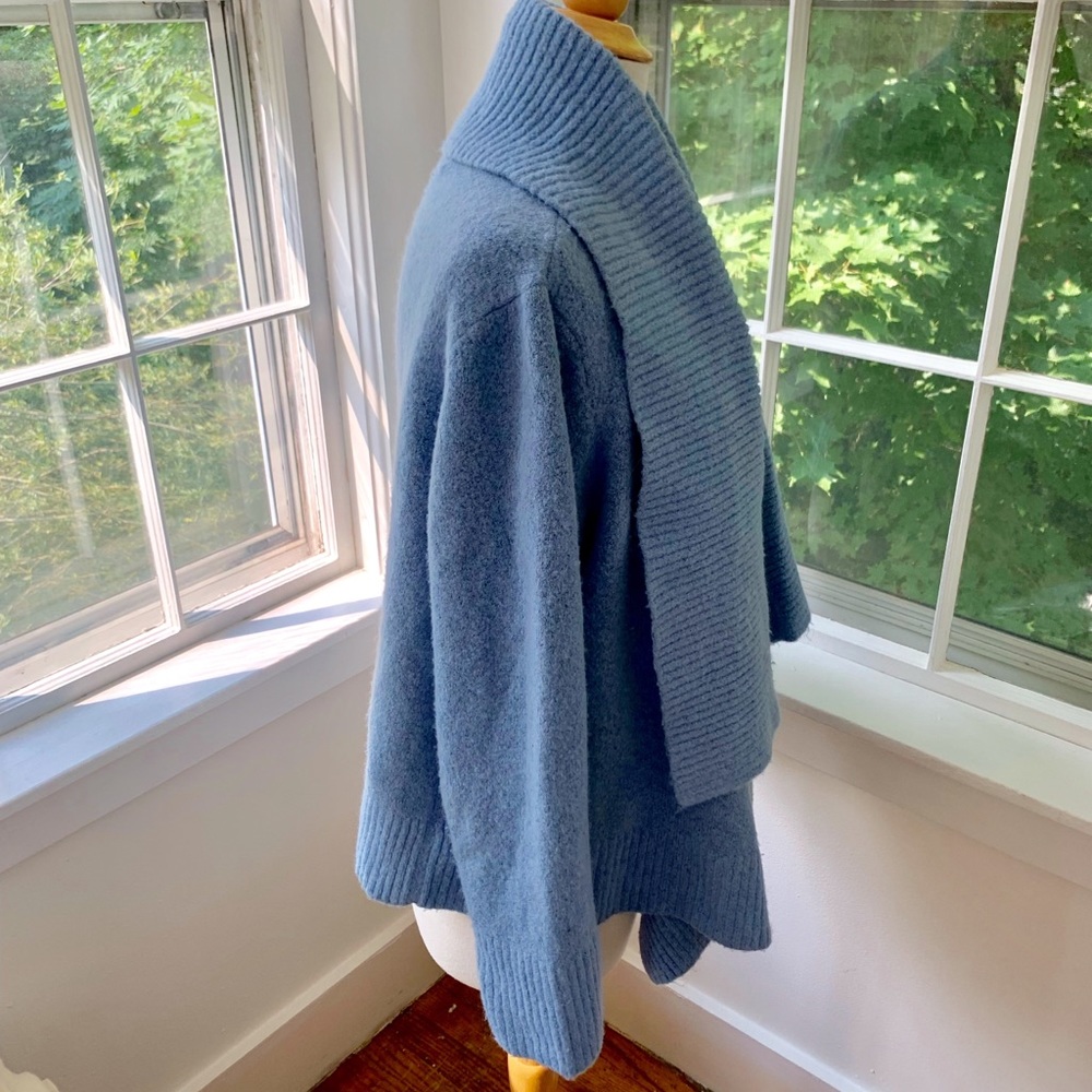 Jones New York Light Blue Ribbed Shawl Collar Cardigan - Picture 4 of 9